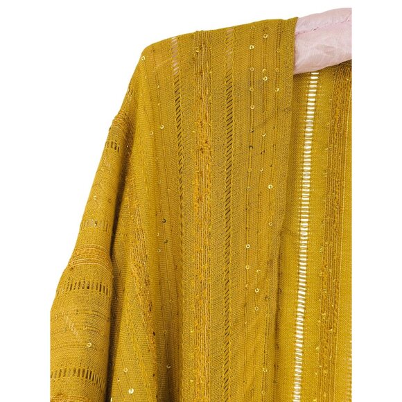 NWT Free People Golden Yellow Sequin Kimono | Boho Whimsigoth Coastal Cowgirl OS - Picture 3 of 16